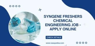 Syngene Freshers Chemical Engineering Job - Apply Online