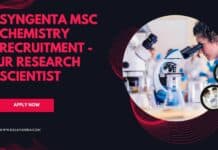 Syngenta MSc Chemistry Recruitment - Jr Research Scientist