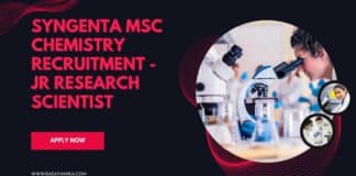 Syngenta MSc Chemistry Recruitment - Jr Research Scientist