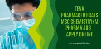 Teva Pharmaceuticals MSc Chemistry/M Pharma Job - Apply Online