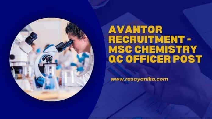 Avantor Recruitment - MSc Chemistry QC Officer Post
