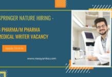 B Pharma/M Pharma Medical Writer Vacancy