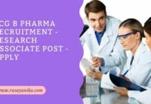 BCG B Pharma Recruitment - Research Associate Post - Apply