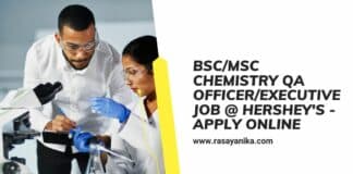BSc/MSc Chemistry QA Officer/Executive Job @ Hershey's - Apply Online