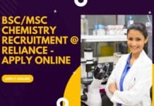 BSc/MSc Chemistry Recruitment @ Reliance - Apply Online