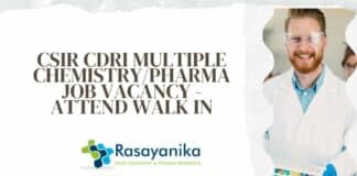 CSIR CDRI Multiple Chemistry/Pharma Job Vacancy - Attend Walk in