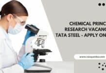 Chemical Principal Research Vacancy @ Tata Steel - Apply Online