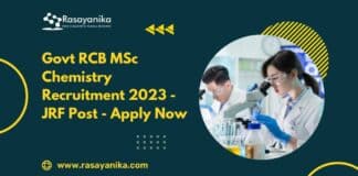 Govt RCB MSc Chemistry Recruitment 2023 - JRF Post - Apply Now