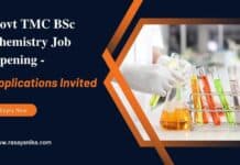 Govt TMC BSc Chemistry Job Opening -