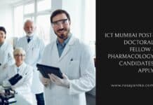 ICT Mumbai Post-doctoral Fellow - Pharmacology Candidates Apply