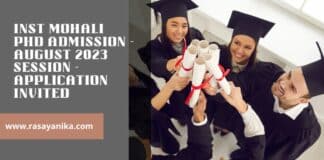 INST Mohali PhD Admission - August 2023 SESSION - Application Invited
