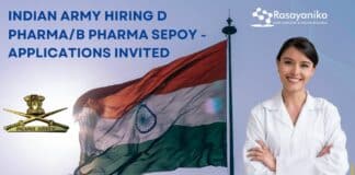 Indian Army Hiring D Pharma/B Pharma Sepoy - Applications Invited