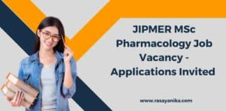 JIPMER MSc Pharmacology Job Vacancy - Applications Invited