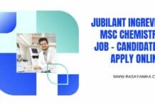 Jubilant Ingrevia MSc Chemistry Job - Candidates Apply Online