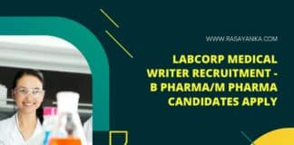 LabCorp Medical Writer Recruitment - B Pharma/M Pharma Candidates Apply