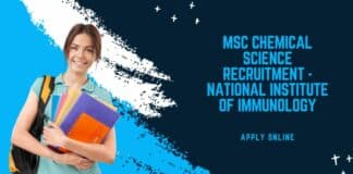 MSc Chemical Science Recruitment - National Institute of Immunology