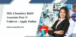 MSc Chemistry R&D Associate Post @ Unilever - Apply Online