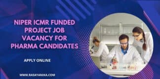 NIPER ICMR Funded Project Job Vacancy For Pharma Candidates