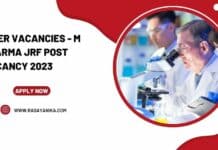 NIPER Vacancies - M Pharma JRF Post Vacancy 2023