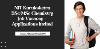 NIT Kurukshetra BSc/MSc Chemistry Job Vacancy - Applications Invited