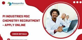 PI Industries MSc Chemistry Recruitment - Apply Online