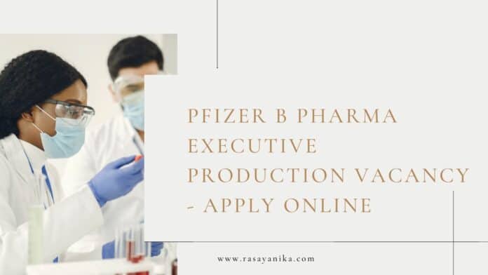 Pfizer B Pharma Executive Production Vacancy - Apply Online