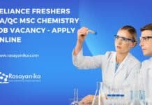 Reliance Freshers QA/QC MSc Chemistry Job Vacancy - Apply Online