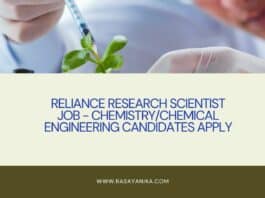 Reliance Research Scientist Job - Chemistry/Chemical Engineering Candidates Apply