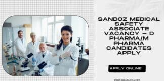 Sandoz Medical Safety Associate Vacancy - D Pharma/M Pharma Candidates Apply
