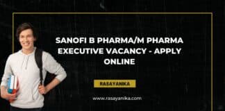 Sanofi B Pharma/M Pharma Executive Vacancy - Apply Online