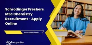 Schrodinger Freshers MSc Chemistry Recruitment - Apply Online
