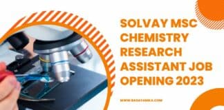 Solvay MSc Chemistry Research Assistant Job Opening 2023
