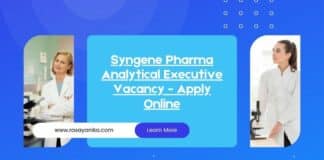 Syngene Pharma Analytical Executive Vacancy - Apply Online