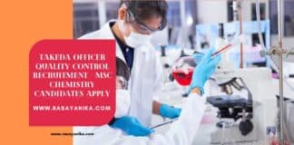 Takeda Officer Quality Control Recruitment - MSc Chemistry Candidates Apply