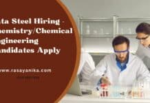 Tata Steel Hiring - Chemistry/Chemical Engineering Candidates Apply