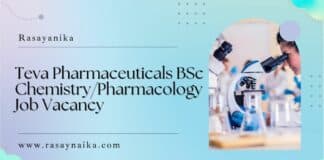 Teva Pharmaceuticals BSc Chemistry/Pharmacology Job Vacancy