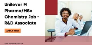 Unilever M Pharma/MSc Chemistry Job - R&D Associate