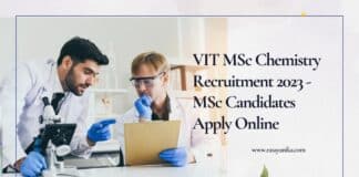 VIT MSc Chemistry Recruitment 2023 - MSc Candidates Apply Online