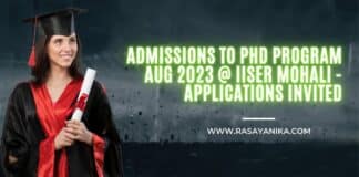 Admissions to PhD Program Aug 2023 @ IISER Mohali - Applications Invited