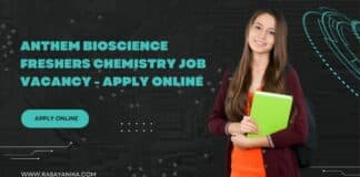 Anthem Bioscience Freshers Chemistry Job Vacancy - Apply Online