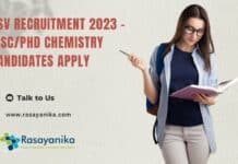 BSV Recruitment 2023 - MSc/PhD Chemistry Candidates Apply