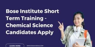 Bose Institute Short Term Training - Chemical Science Candidates Apply