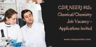 CSIR NEERI MSc Chemical/Chemistry Job Vacancy - Applications Invited