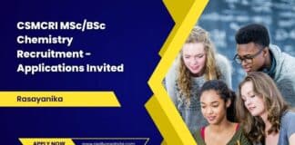 CSMCRI MSc/BSc Chemistry Recruitment - Applications Invited