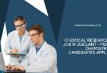 Chemical Research Job @ Jubilant - MSc Chemistry Candidates Apply