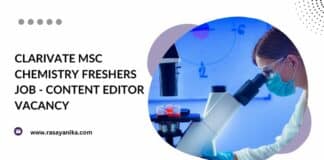 Clarivate MSc Chemistry Freshers Job - Content Editor Vacancy