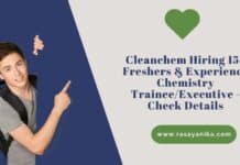 Cleanchem Hiring 15+ Freshers & Experience Chemistry Trainee/Executive - Check Details