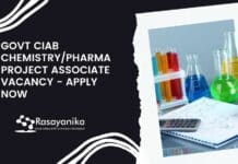 Govt CIAB Chemistry/Pharma Project Associate Vacancy - Apply Now