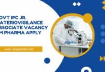 Govt IPC Jr. Materiovigilance Associate Vacancy - M Pharma Apply