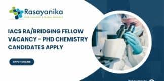IACS RA/Bridging Fellow Vacancy - PhD Chemistry Candidates Apply